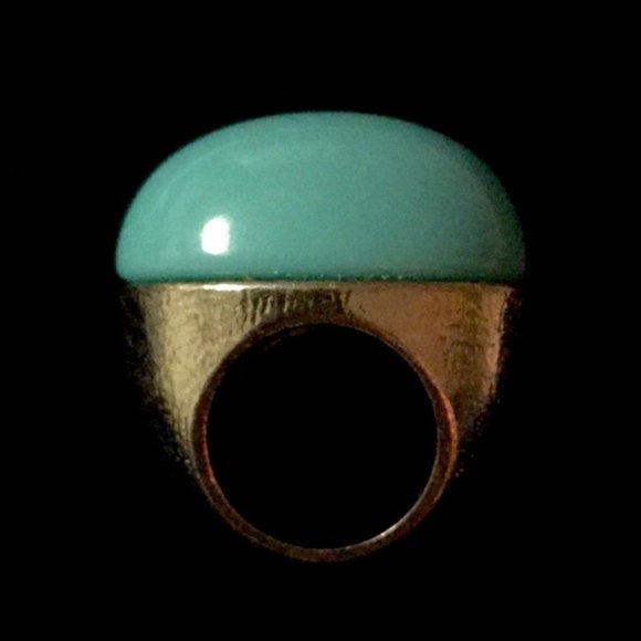 SOLD 🛍 Vintage Custom Made Green Jade Gold Ring - Picture 8 of 9